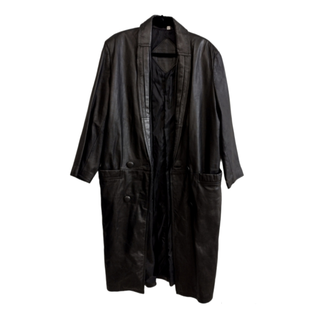 Vintage Preston and York long 100% leather trench Coat made in Korea